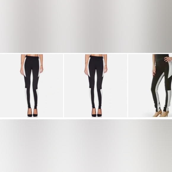 BCBGMaxazria Woman's Jeremah Color Block Paneled White/Black Leggings Small - Picture 3 of 7